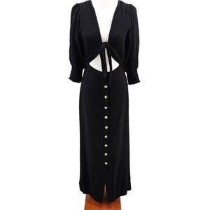 Free People Womens M Black String of Hearts Linen Blend Cutout Maxi Dress NWT
